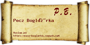 Pecz Boglárka névjegykártya